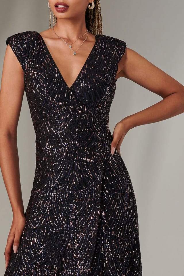 Jolie Moi Jolie Moi Women's Sequin Ruffle Hem Maxi Dress - 3