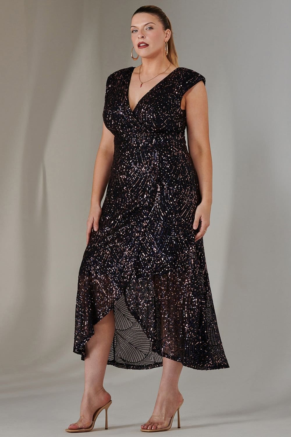 Jolie Moi Jolie Moi Women's Sequin Ruffle Hem Maxi Dress - 4