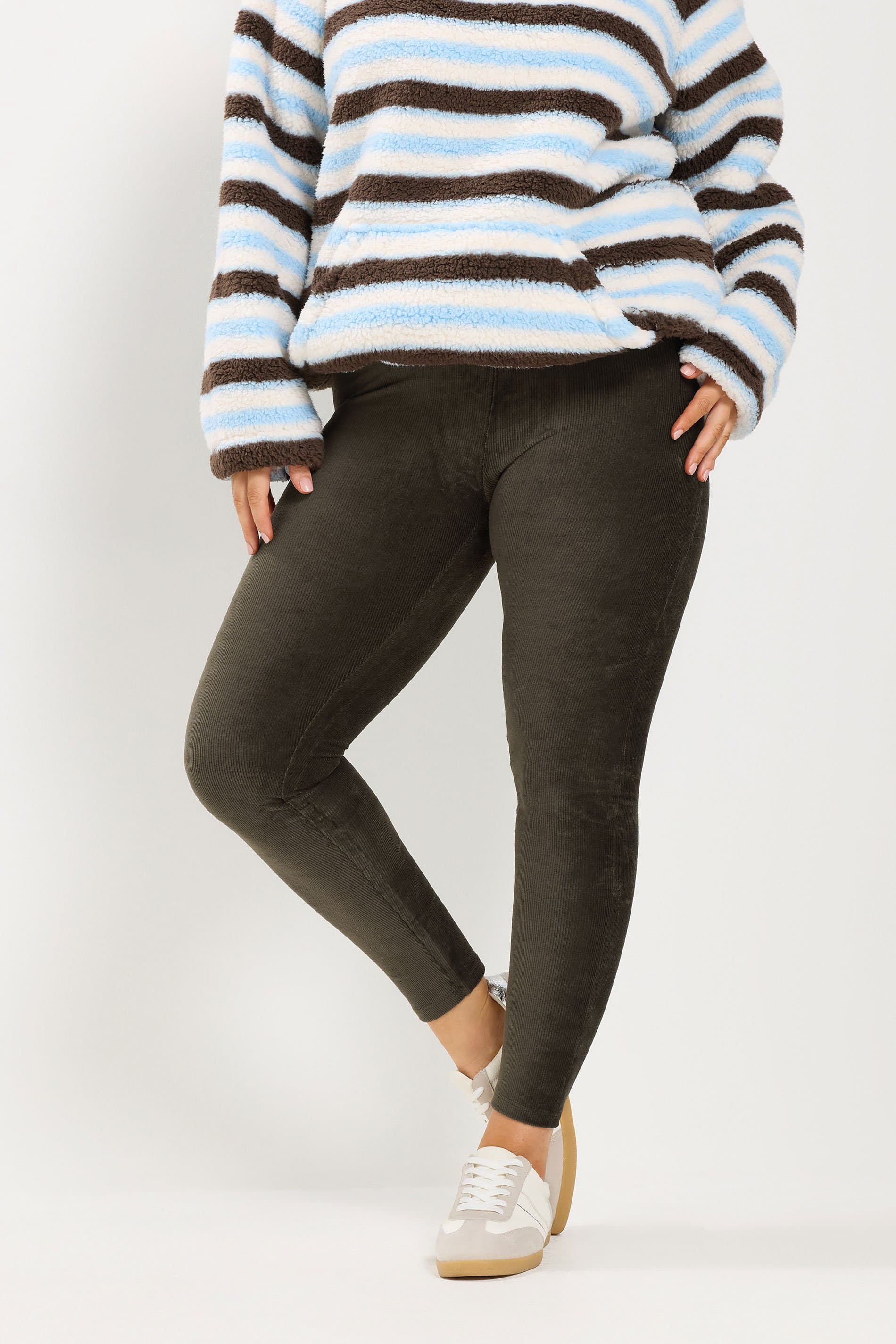 Yours Plus Size Chocolate Brown Cord Leggings