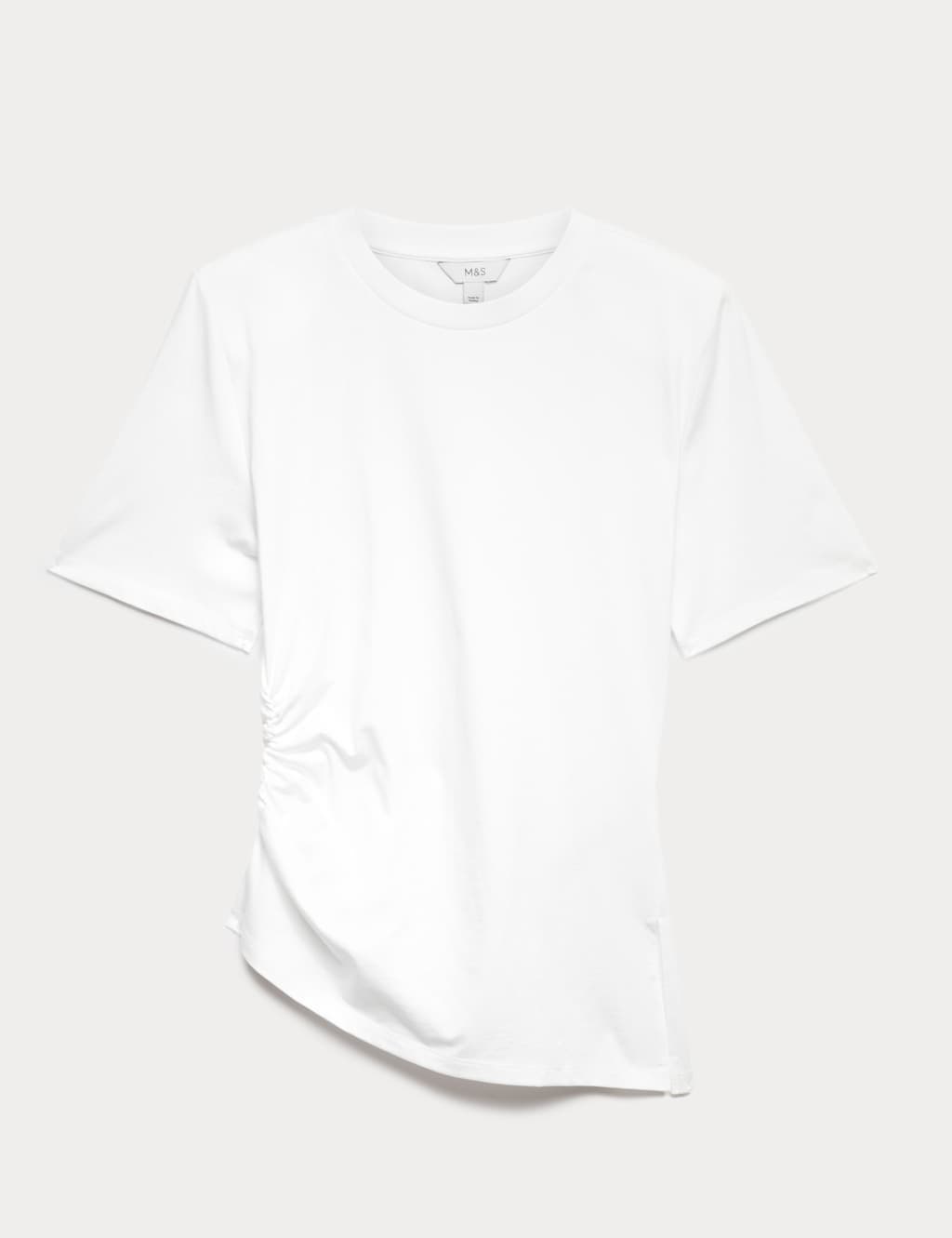 Marks & Spencer M&S Pure Cotton Asymmetric Hem T-Shirt Soft White