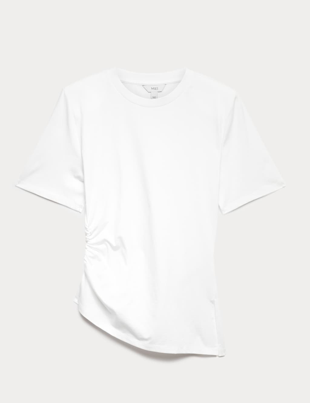 Marks & Spencer M&S Pure Cotton Asymmetric Hem T-Shirt Soft White - 2