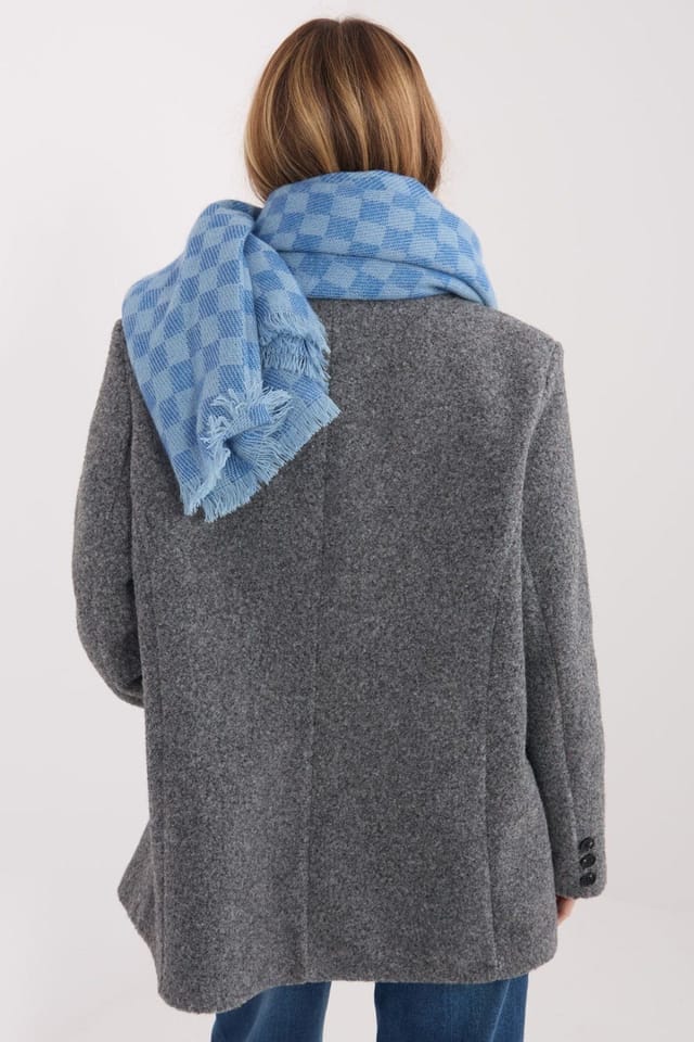 Love Lace Love Lace Women's Geometric Viscose Wool Scarf Shawl with Soft Fringes Large in Blue - 3