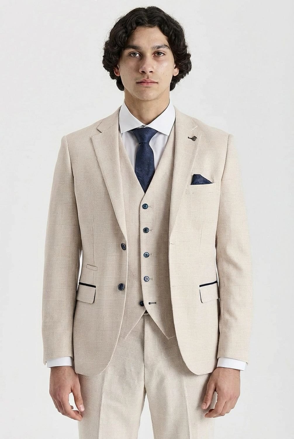 Paul Andrew Men's Cream Checked Blazer