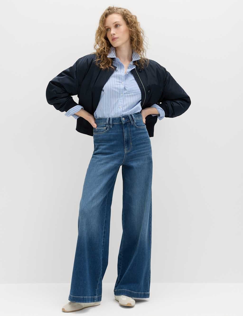 Marks & Spencer M&S High Waisted Wide Leg Jeans Medium Indigo