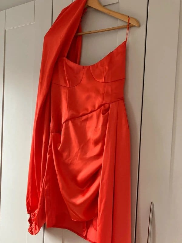ASOS ASOS Luxe cocktail dress orange satin size 12 - 1