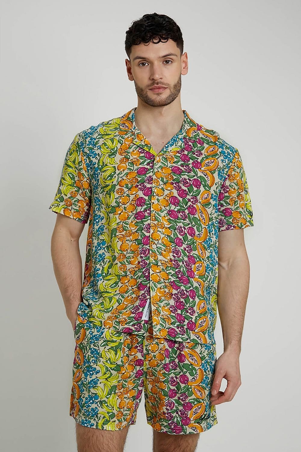Native Youth Men's Short Sleeve Fruit Print Shirt