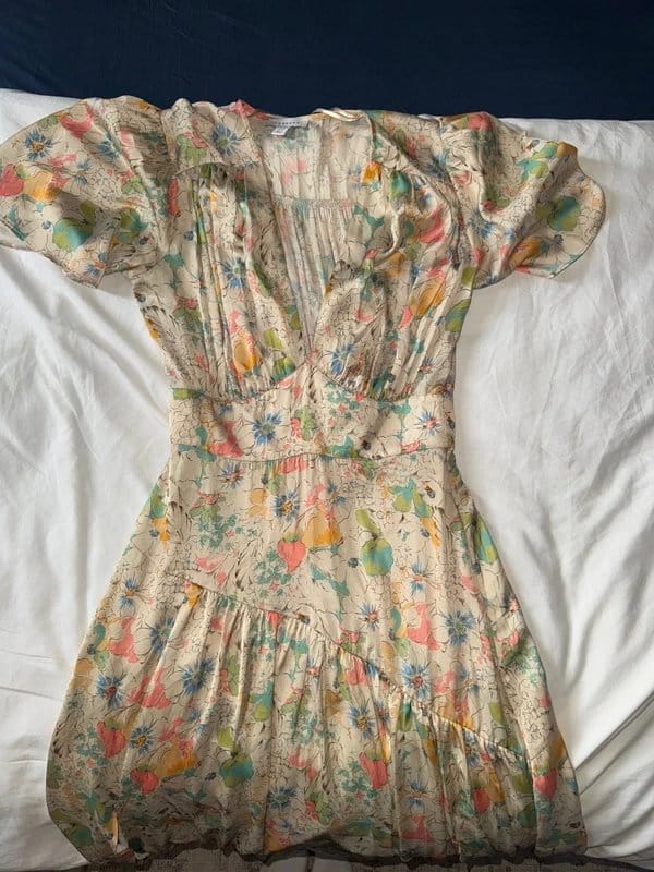 Topshop Multi-Colour Floral Satin V-Neck Dress