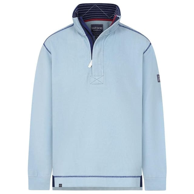 Lazy Jacks Lazy Jacks Men's Pique Quarter Zip Sweatshirt in Baby Blue - 2