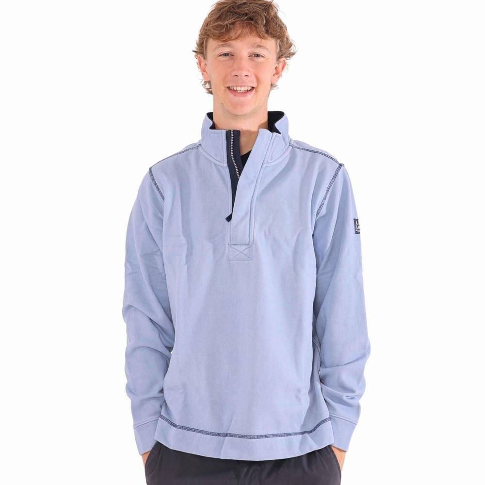 Lazy Jacks Lazy Jacks Men's Pique Quarter Zip Sweatshirt in Baby Blue - 3