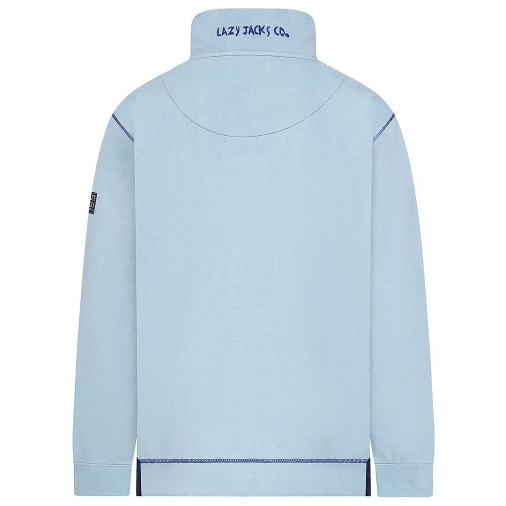 Lazy Jacks Lazy Jacks Men's Pique Quarter Zip Sweatshirt in Baby Blue - 4