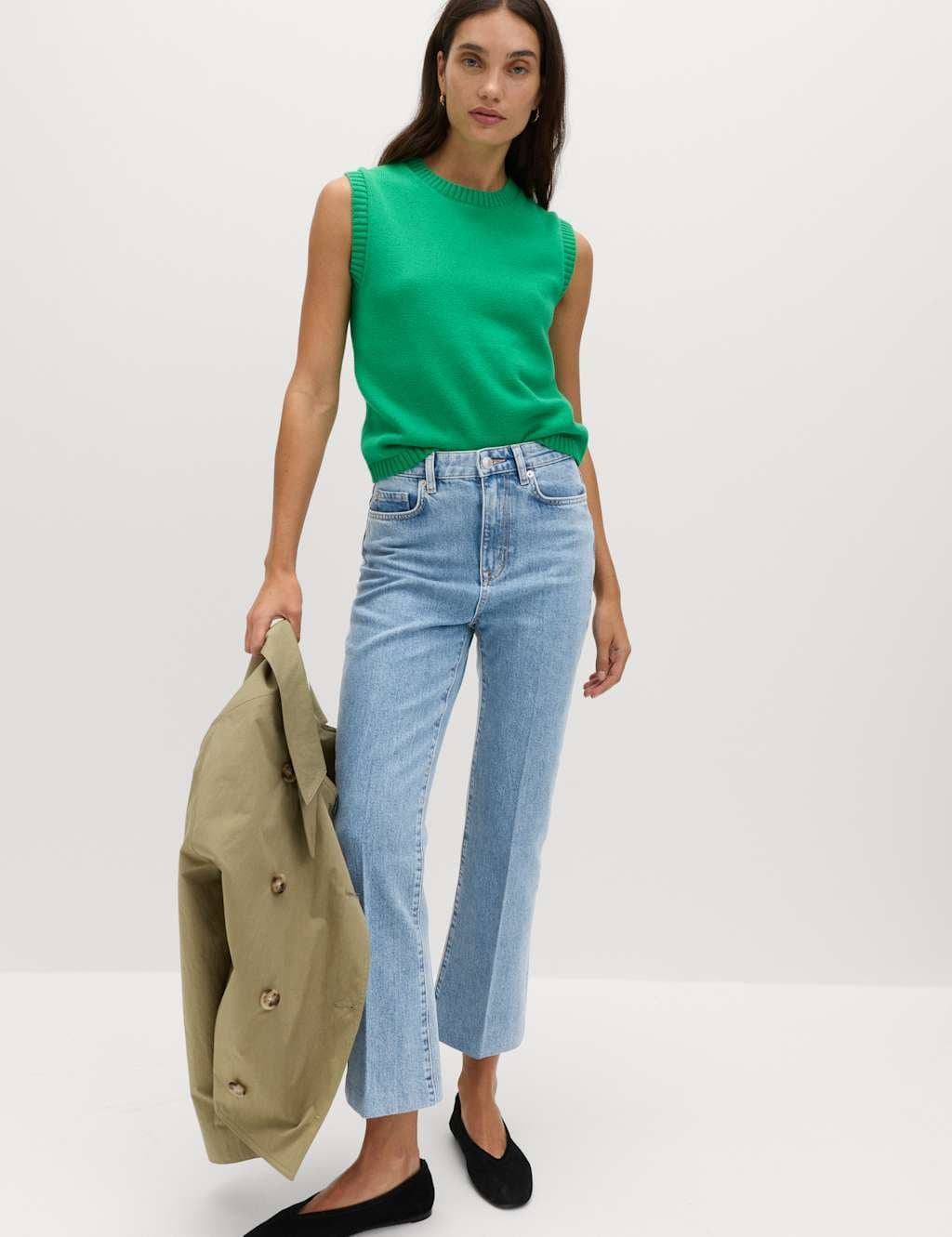 Marks & Spencer M&S High Waisted Kickflare Cropped Jeans Medium Indigo