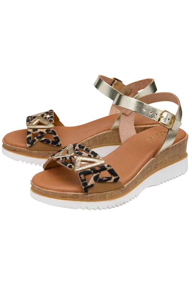 Lotus Lotus Women's 'Ariah' Leather Wedge Sandals in Gold - 2