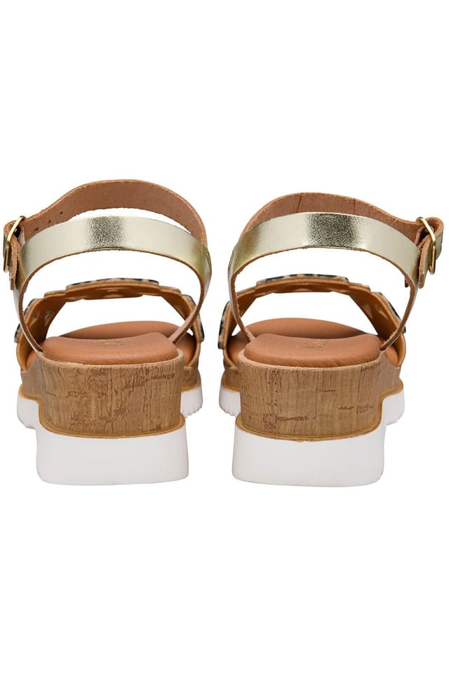 Lotus Lotus Women's 'Ariah' Leather Wedge Sandals in Gold - 3