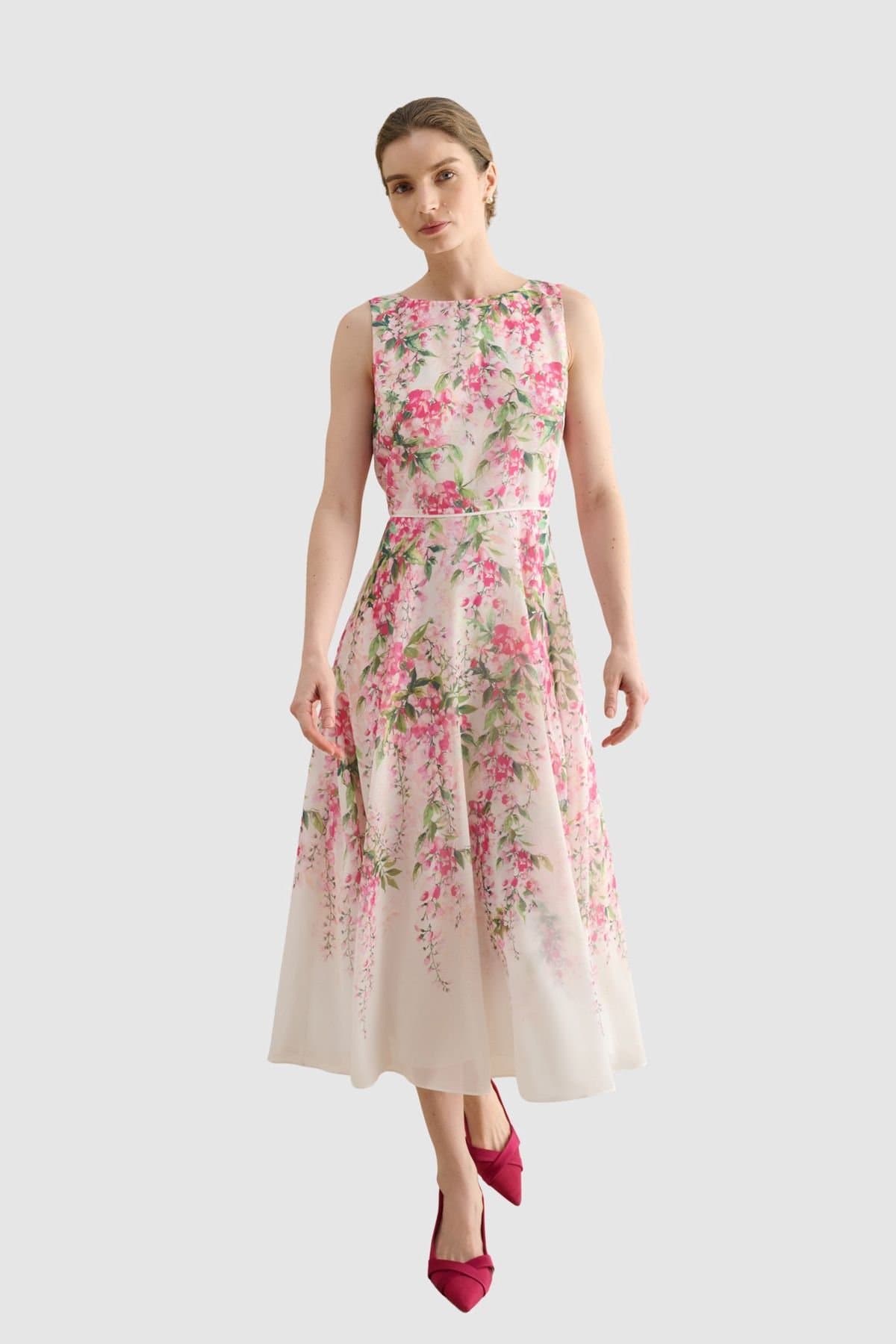 Hobbs London Hobbs London Women's Carly Fit Flare Midi Dress in Pink