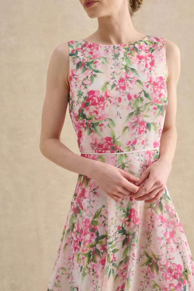 Hobbs London Hobbs London Women's Carly Fit Flare Midi Dress in Pink - 3