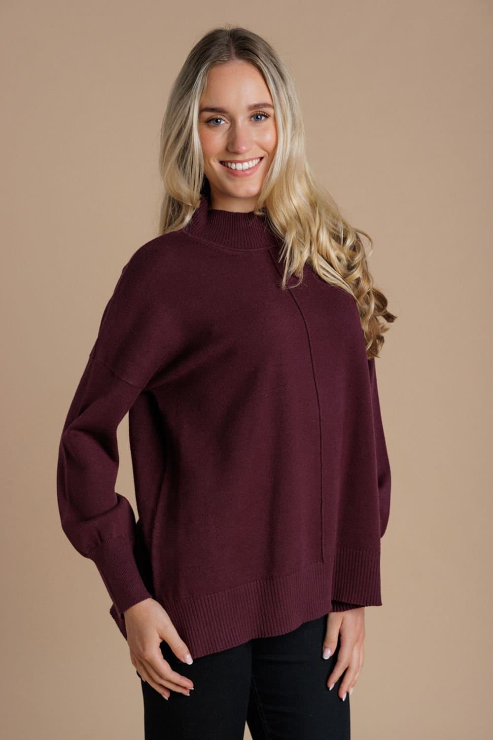 French Connection French Connection Women's High Neck Cosy Long Sleeve Jumper in Burgundy