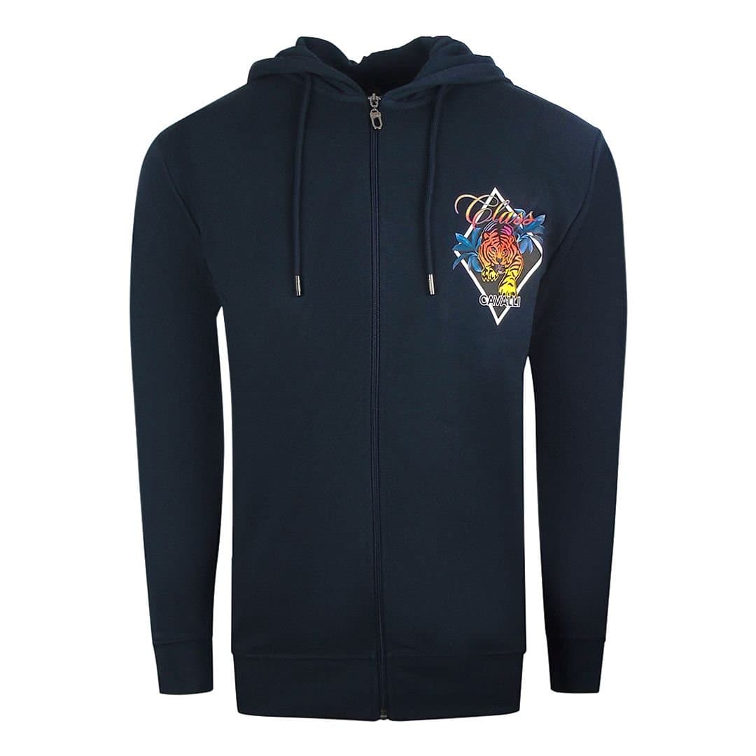 Cavalli Class Cavalli Class Navy Blue Zip-Up Hoodie