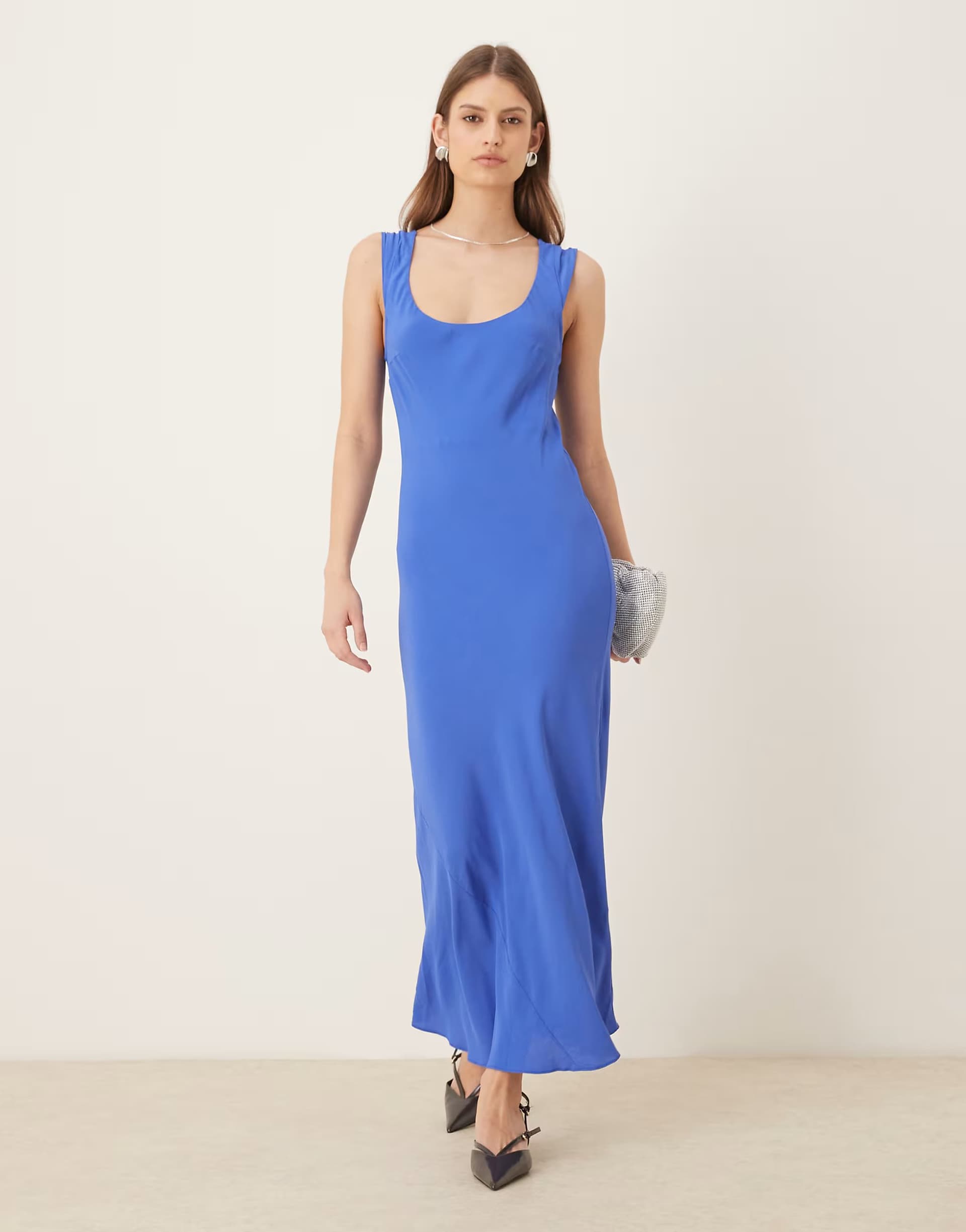 ASOS ASOS DESIGN cap sleeve midi dress in cobalt blue