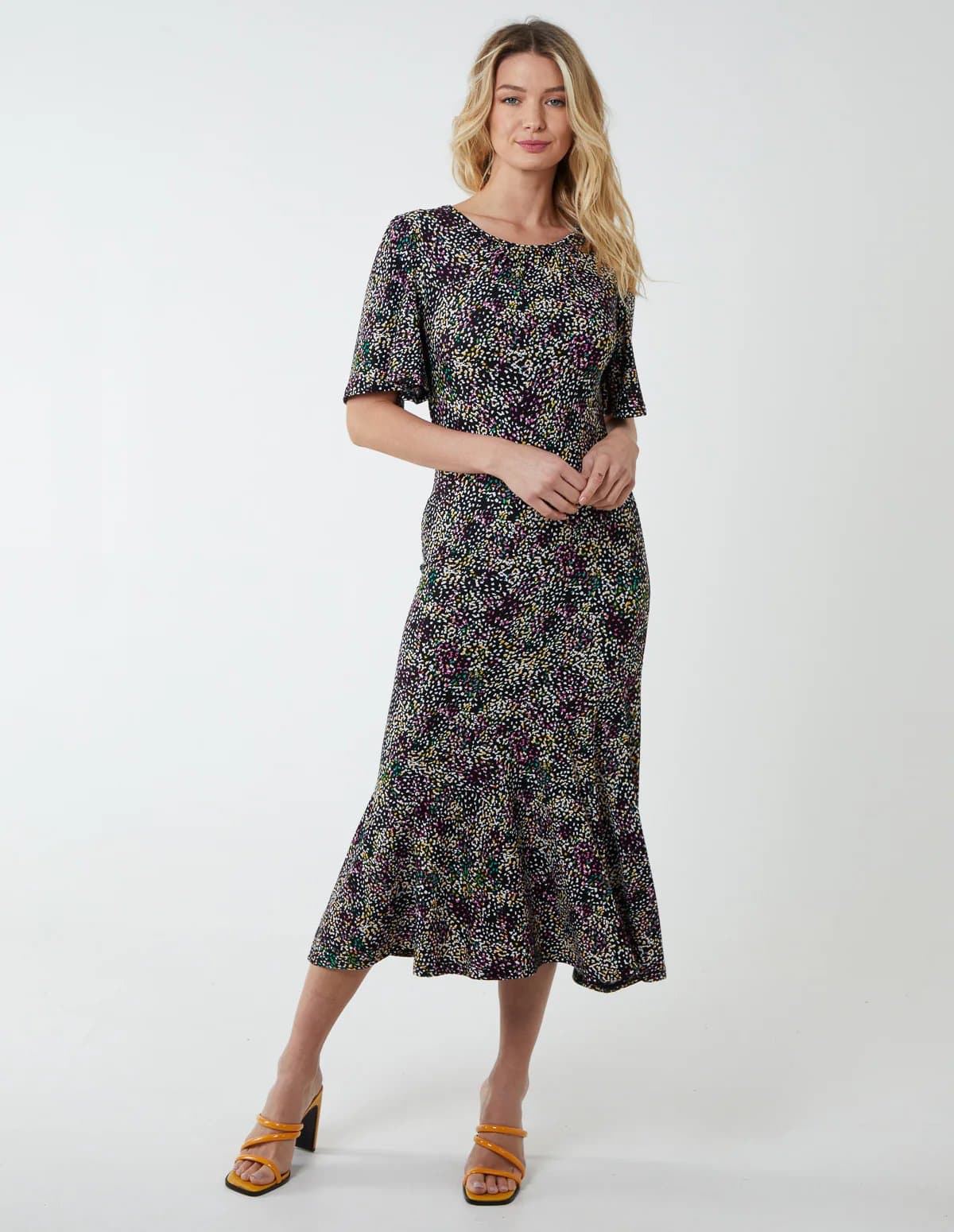 Blue Vanilla Angel Sleeve Tiered Midi Dress
