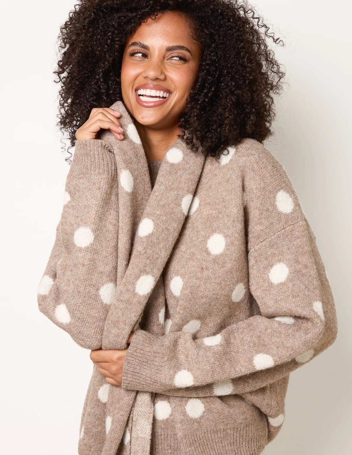 Blue Vanilla Polka Dot Knit Jumper With Scarf