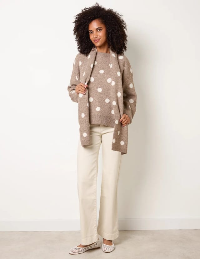 Blue Vanilla Polka Dot Knit Jumper With Scarf - 3