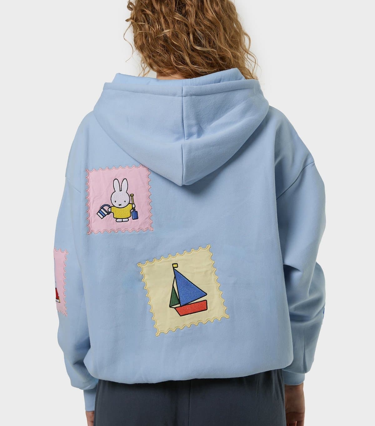 Skinnydip Women's Light Blue Miffy Stamp Relaxed Hoodie Skinnydip New Look