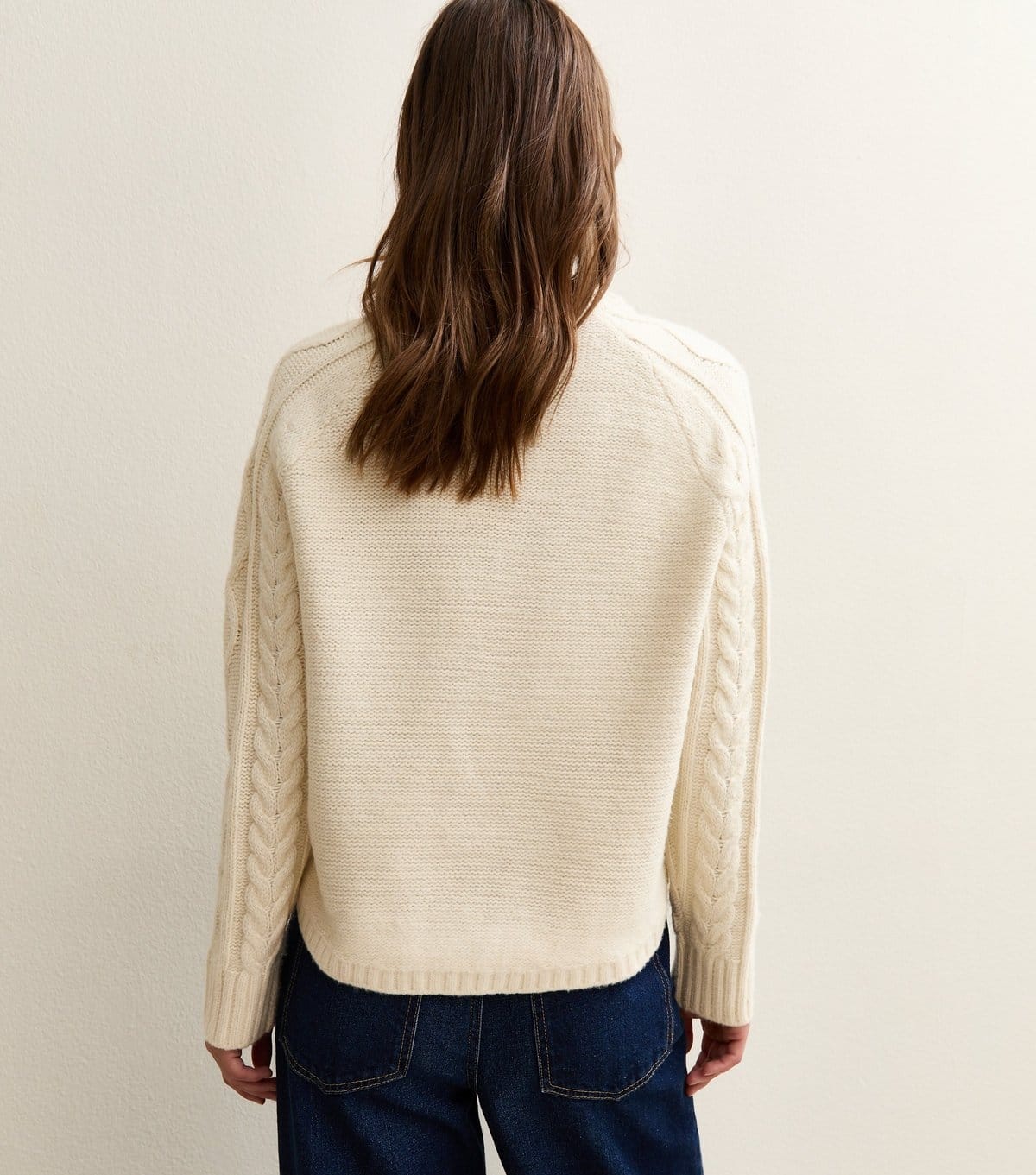 New Look Women's Cream Cable Knit Raglan Sleeve Jumper New Look - 4