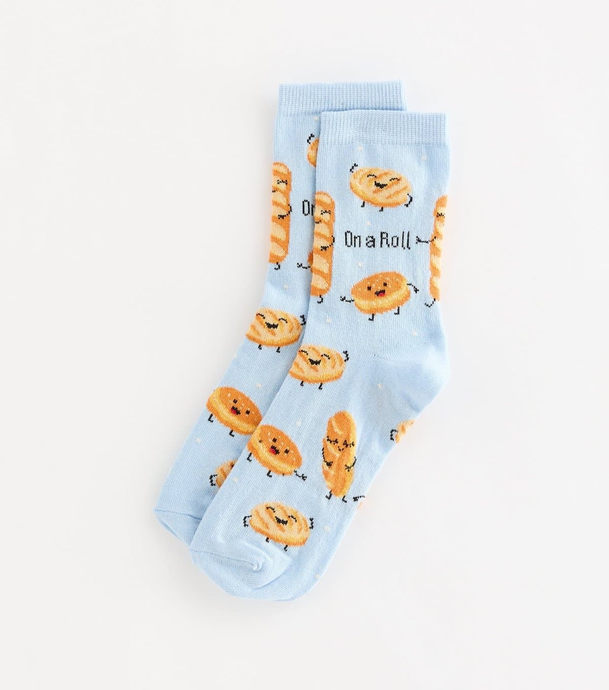 New Look Light Blue Cotton Rich On A Roll Pastries Socks New Look