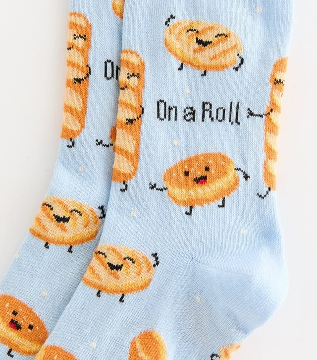 New Look Light Blue Cotton Rich On A Roll Pastries Socks New Look - 2