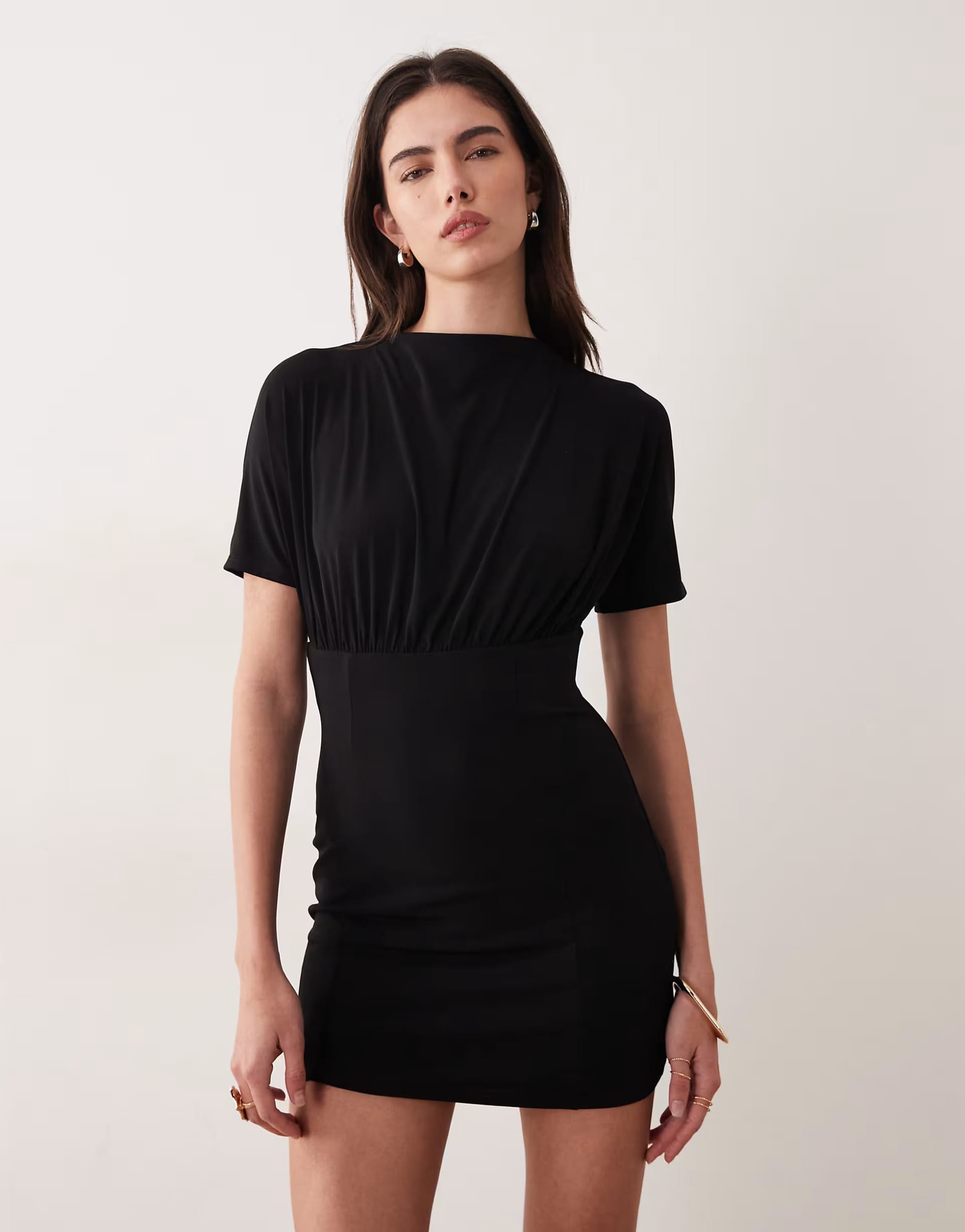 ASOS DESIGN Black Bodycon Mini Dress with Cap Sleeves