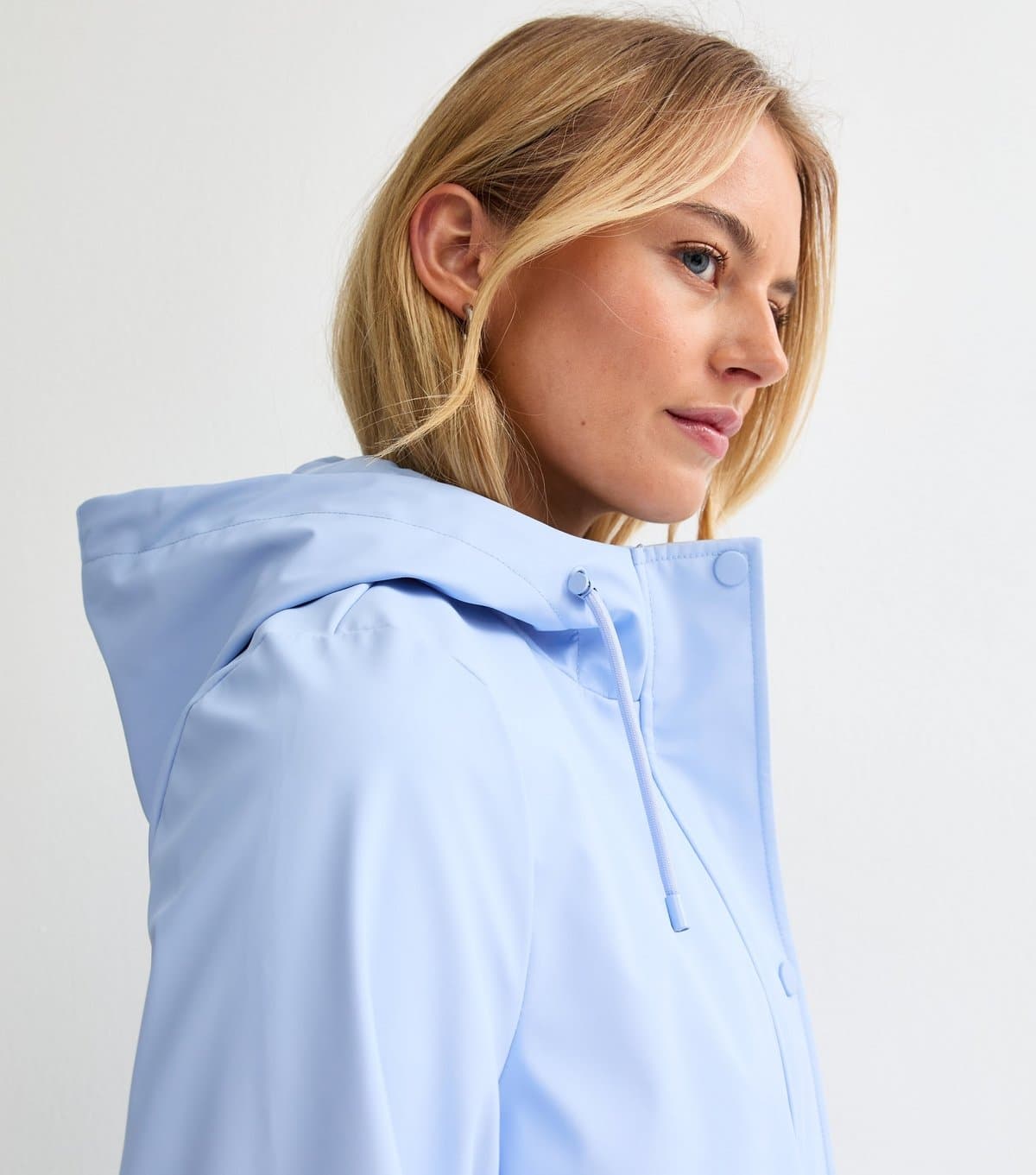 New Look Women's Tall Light Blue Water Resistant Drawstring Hood Rain Anorak New Look