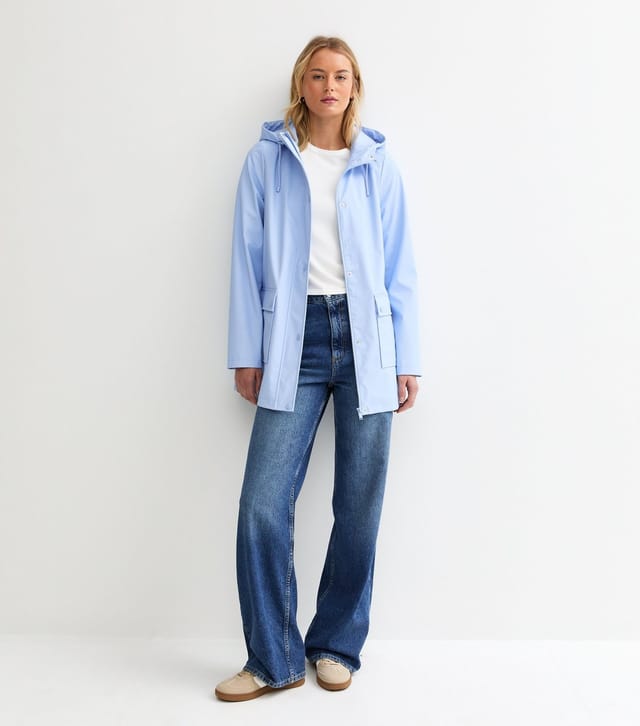 New Look Women's Tall Light Blue Water Resistant Drawstring Hood Rain Anorak New Look - 3