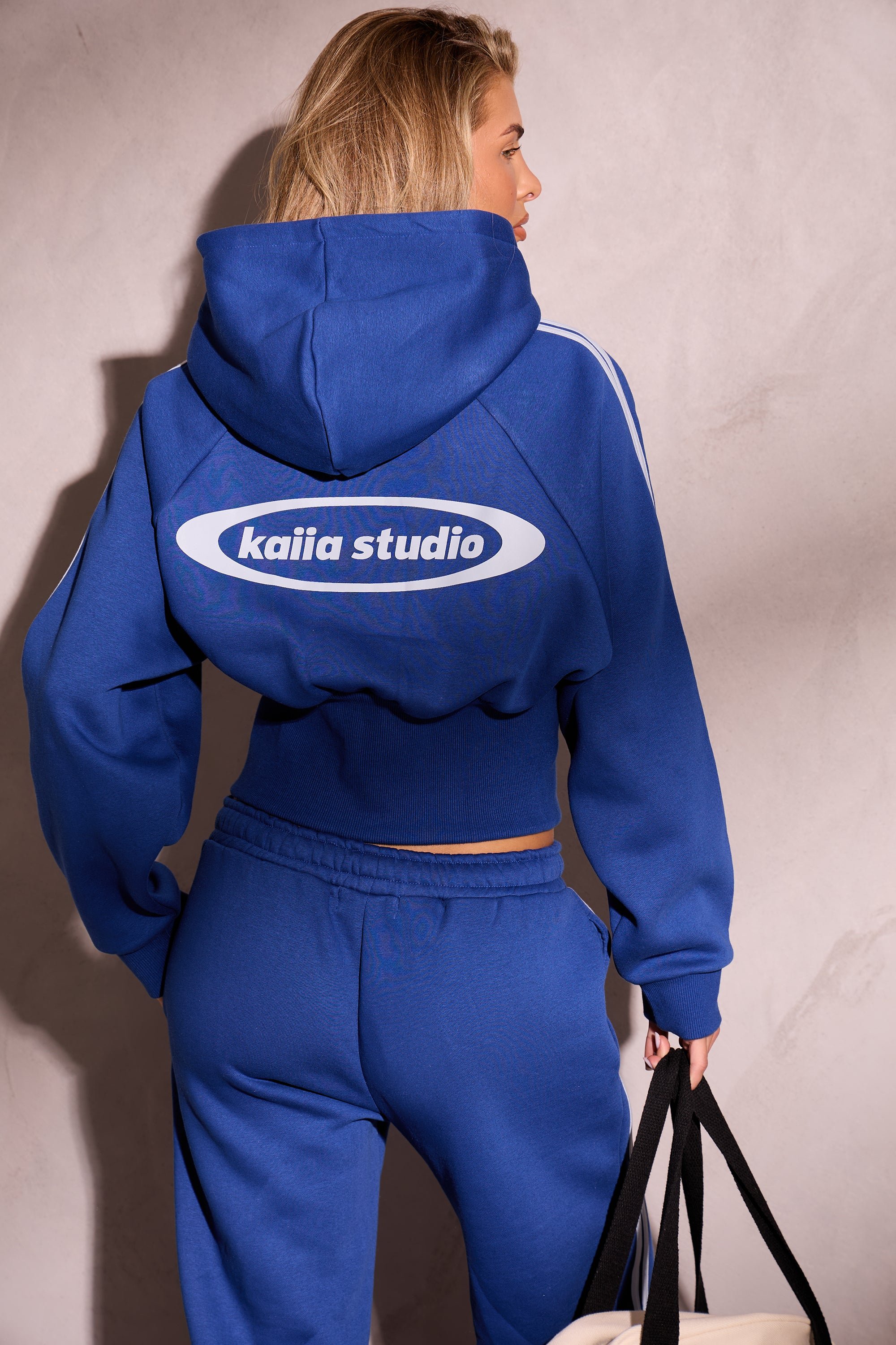 Kaiia Kaiia Oval Logo Corset Zip Through Hoodie Victory Blue & Dusty Blue - 2