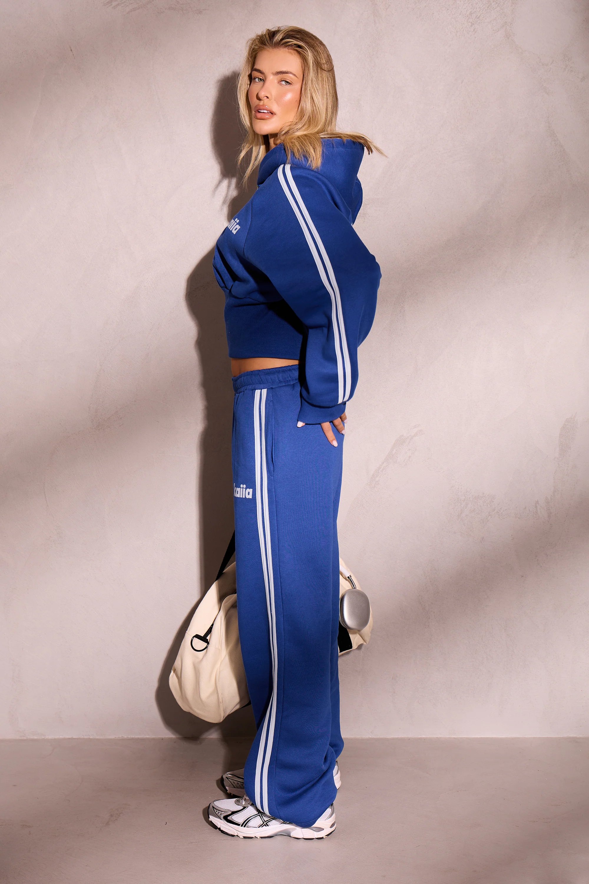 Kaiia Kaiia Oval Logo Corset Zip Through Hoodie Victory Blue & Dusty Blue - 3