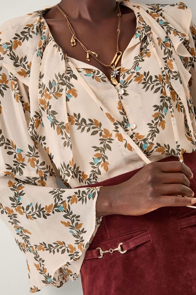 Monsoon Monsoon Women's Diamond Floral Print Blouse Ivory - 3