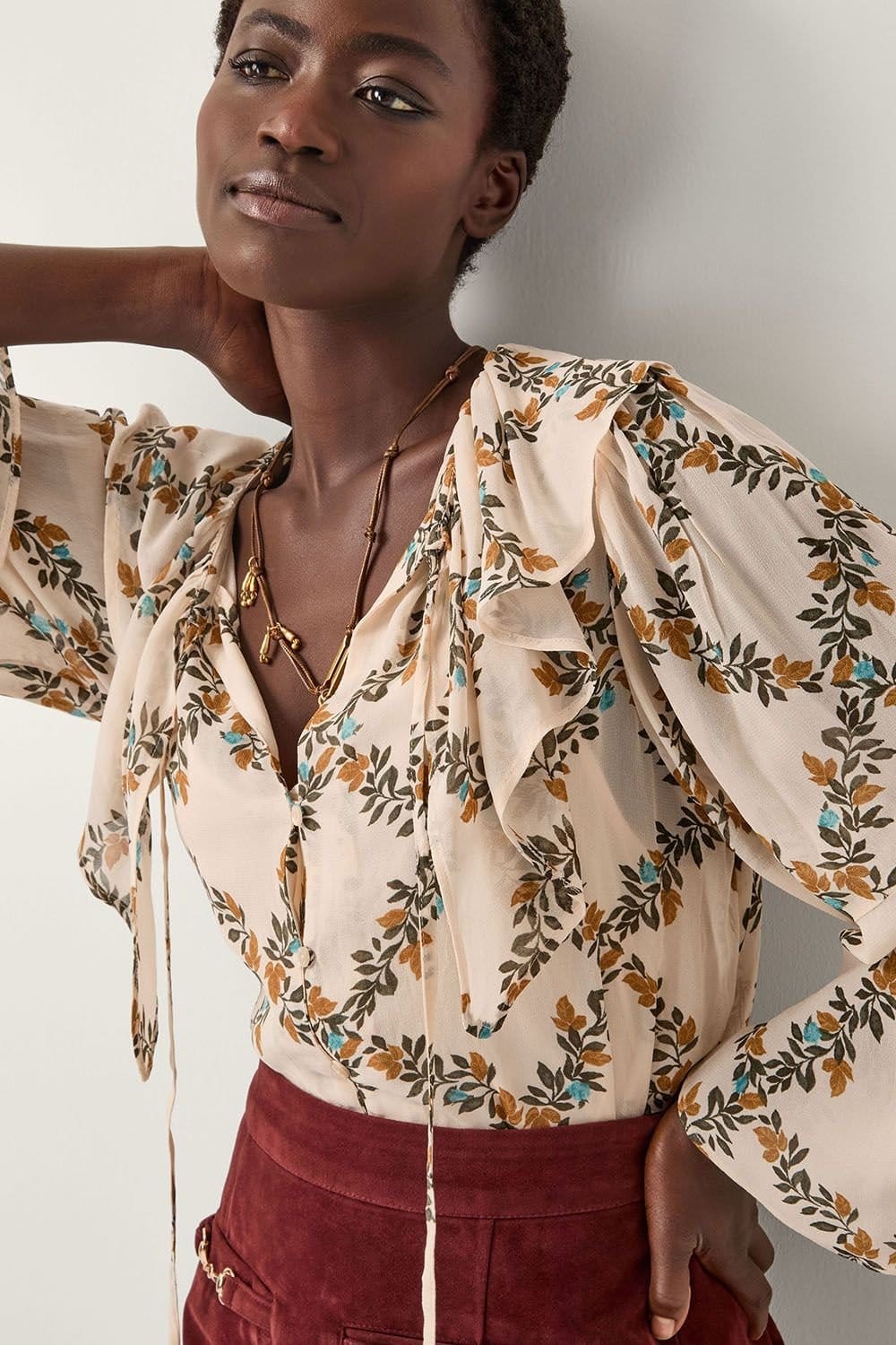 Monsoon Monsoon Women's Diamond Floral Print Blouse Ivory - 4