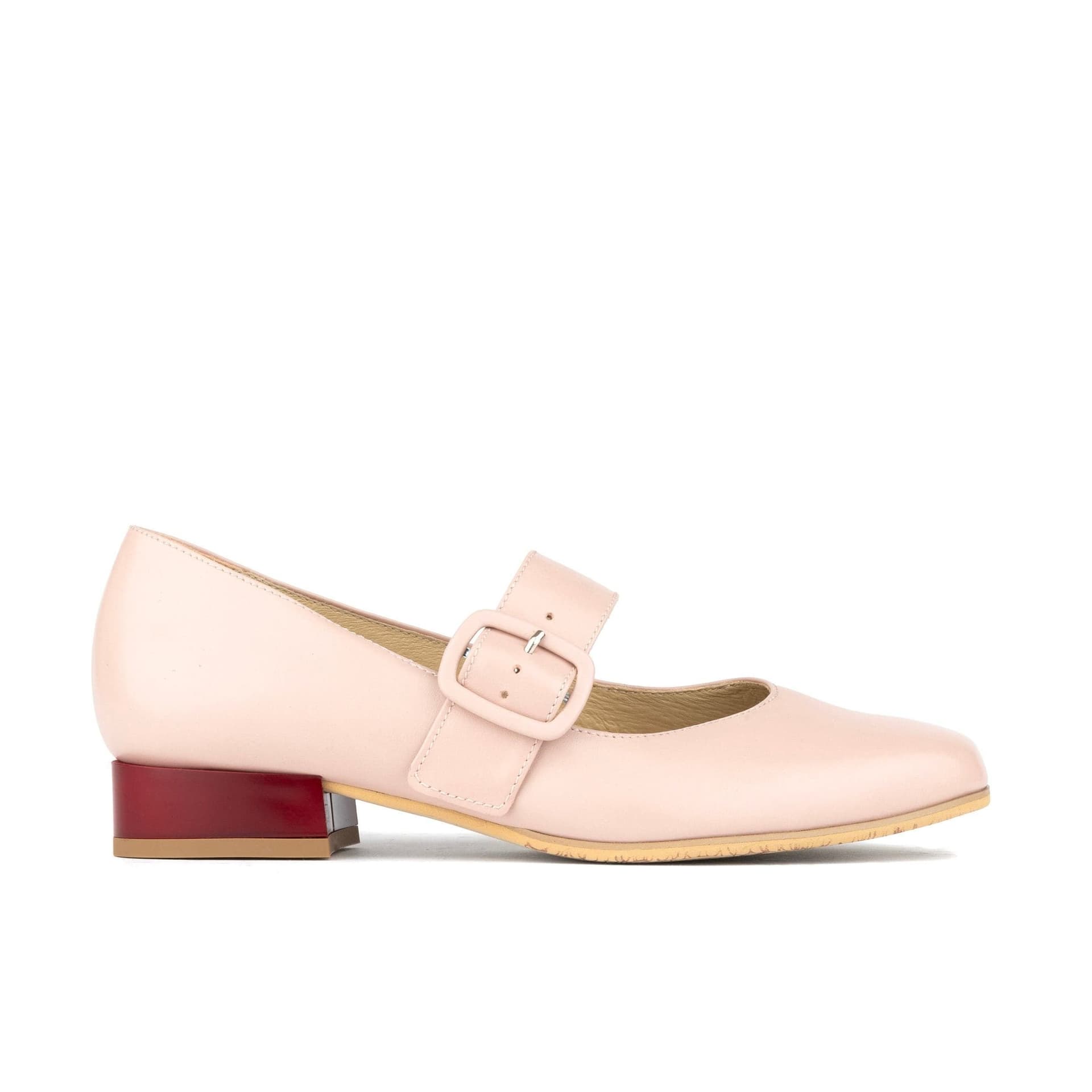 Embassy London Embassy London Pink Leather Mary-Jane Block Heel Shoes