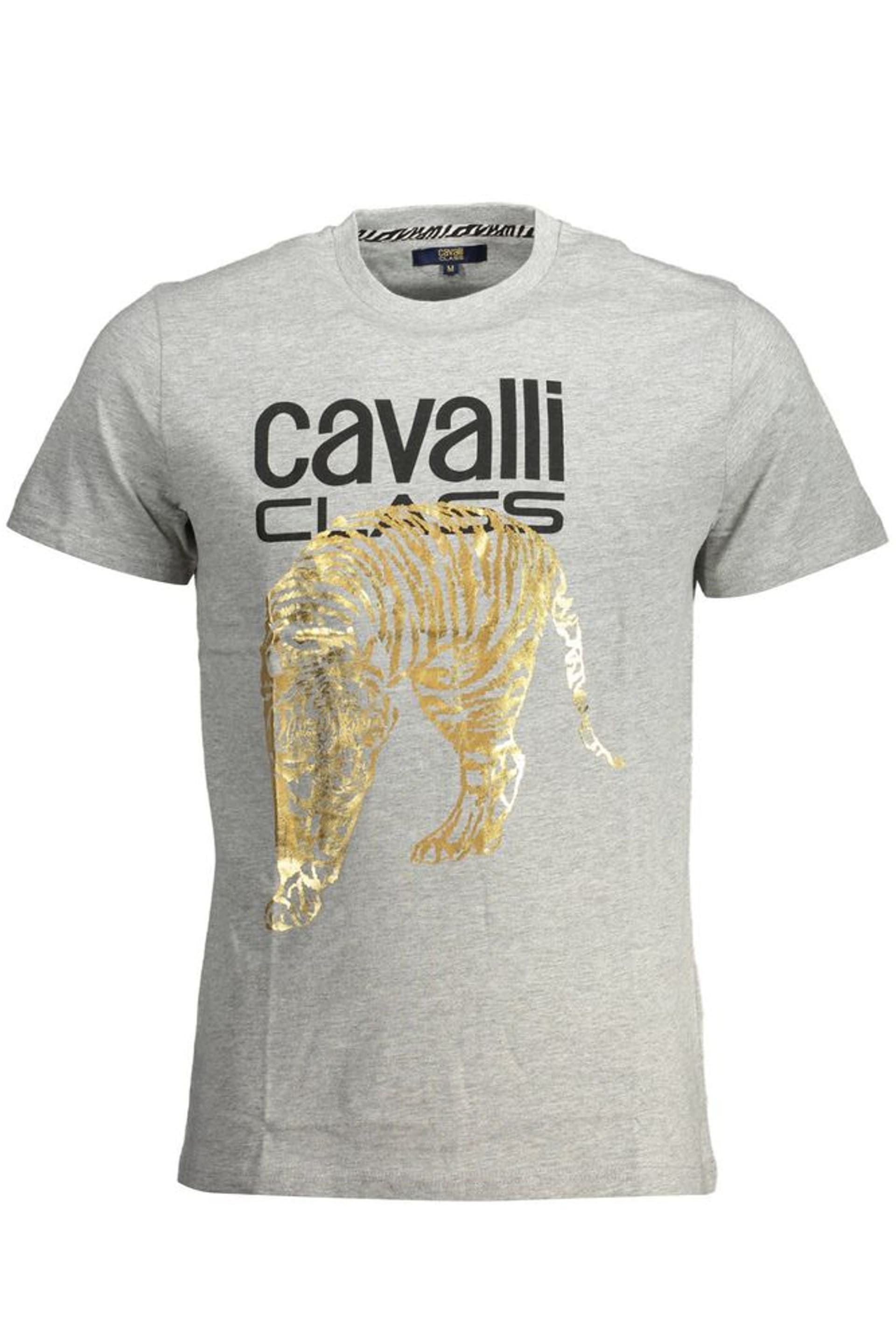 Cavalli Class Cavalli Class Men's Tiger Graphic Tee in Light Grey