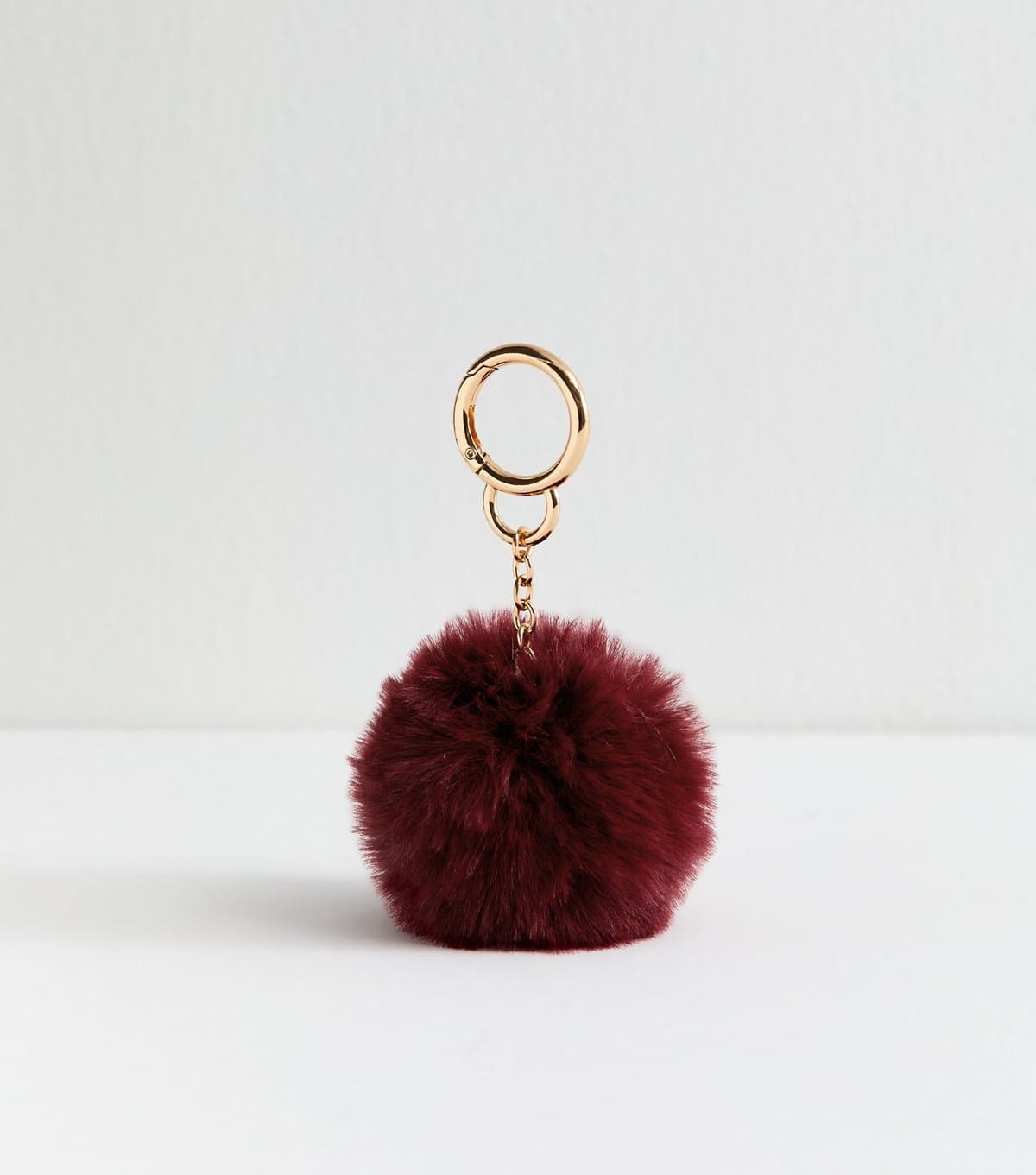 New Look Dark Burgundy Fluffy Pom Pom Bag Charm School New Look