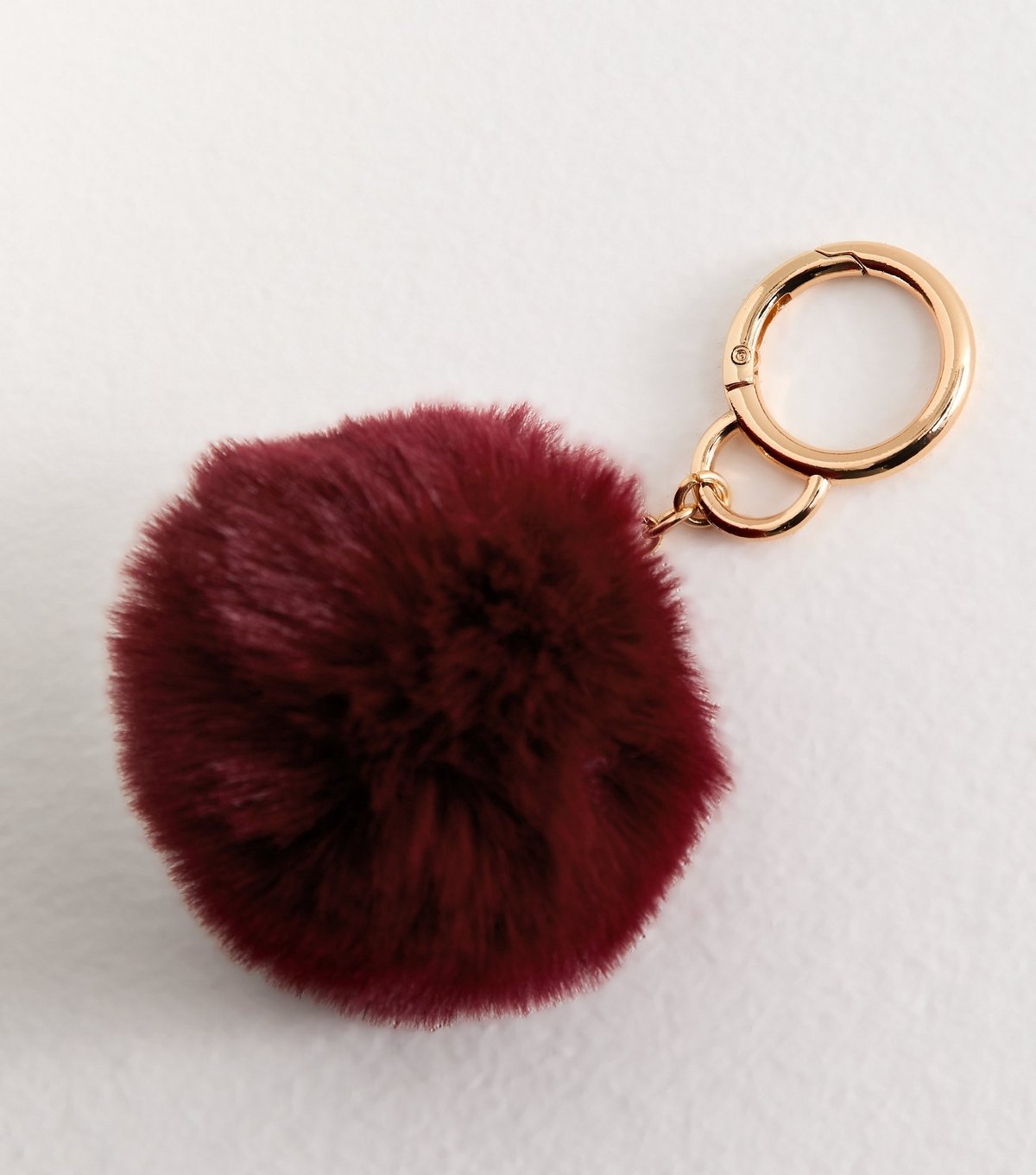 New Look Dark Burgundy Fluffy Pom Pom Bag Charm School New Look - 2