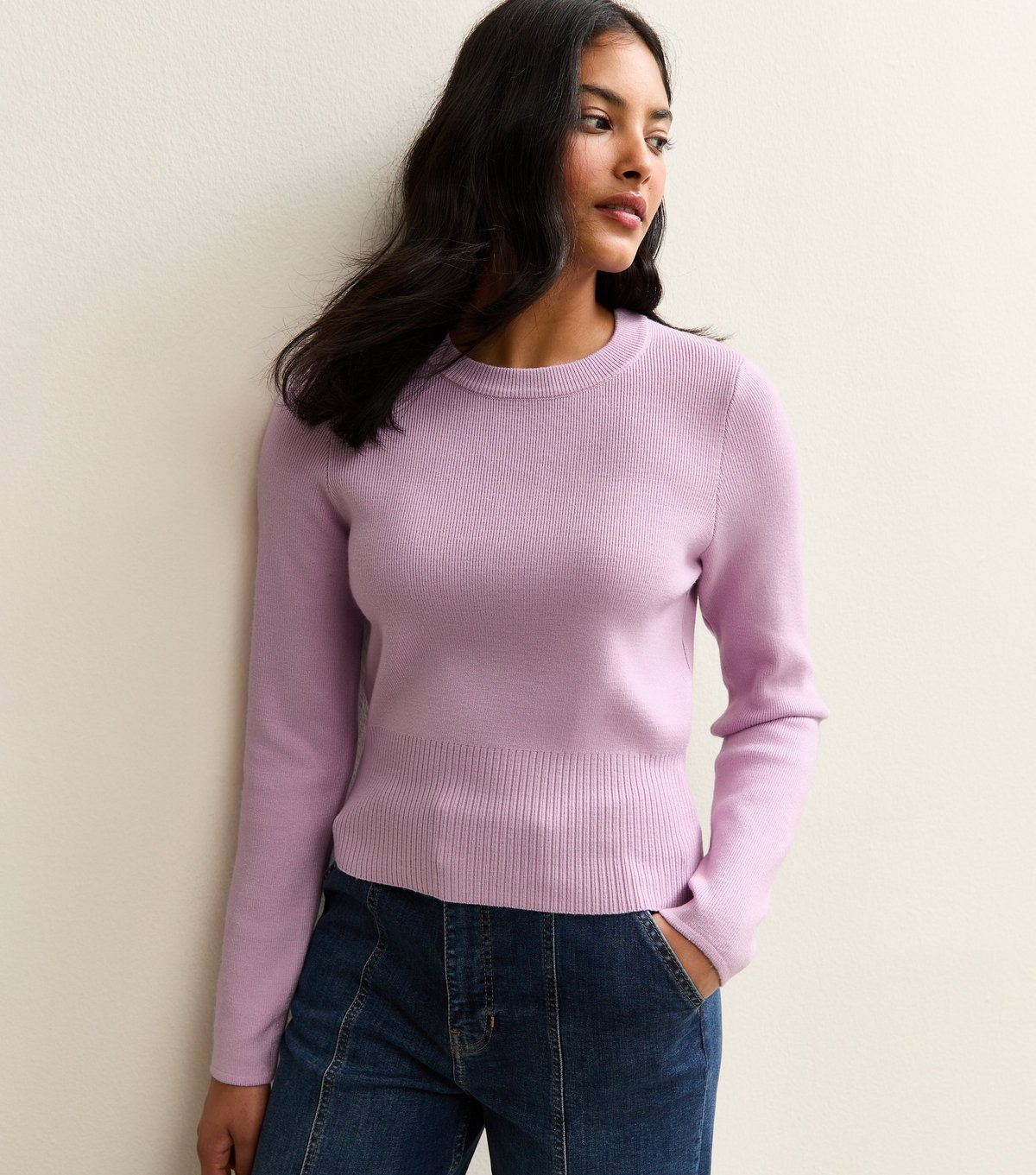 New Look Women's Lilac Ribbed Knit Crew Neck Jumper New Look - 2