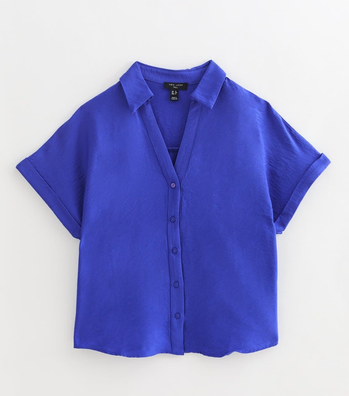 New Look Women's Tall Dark Blue Plain Short Sleeve Shirt New Look