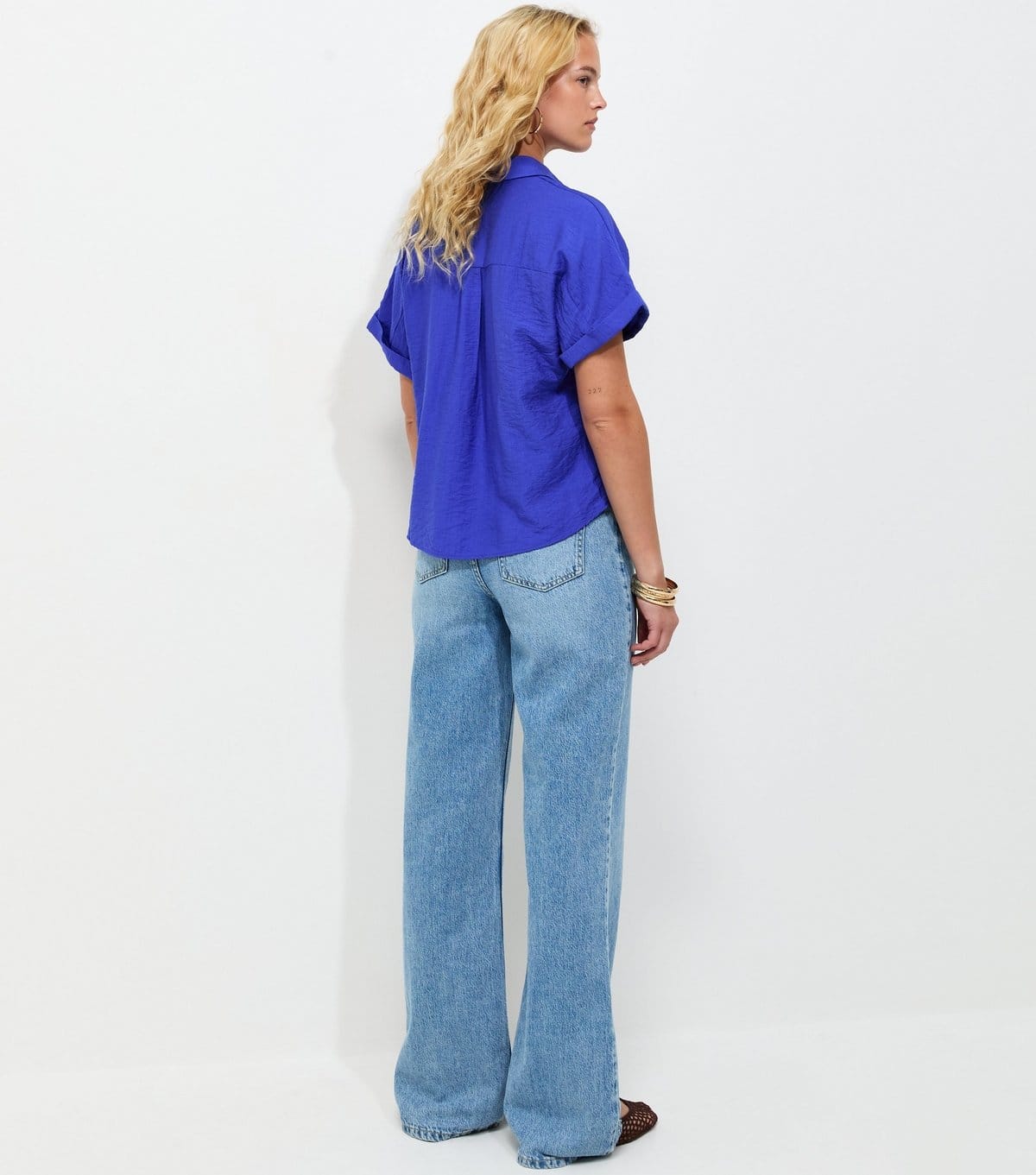 New Look Women's Tall Dark Blue Plain Short Sleeve Shirt New Look - 4