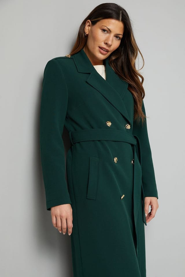 Wallis Wallis Women's Double Crepe Trench Coat in Green - 2