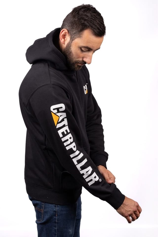 Caterpillar Caterpillar Men's Trademark Banner Hooded Sweatshirt in Black - 3