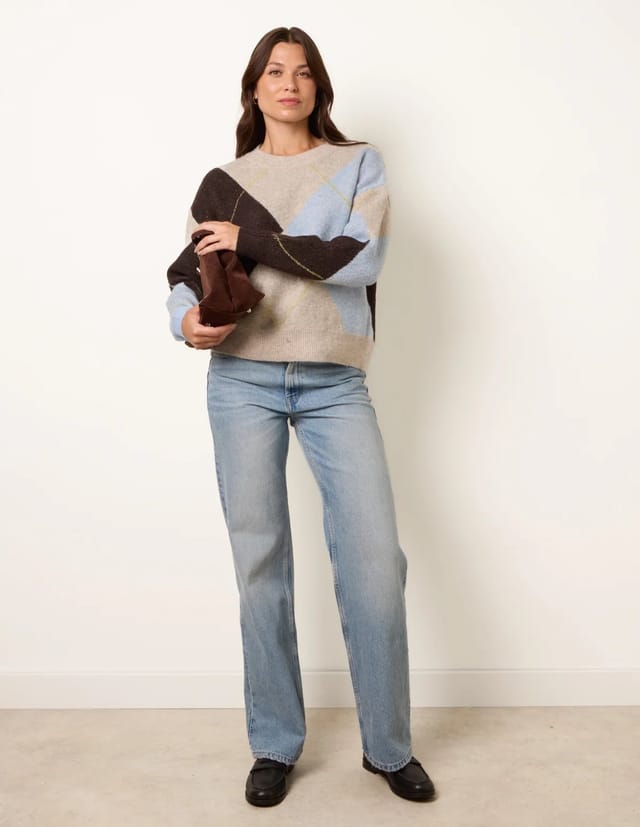 Blue Vanilla Argyle Knit Jumper - 2