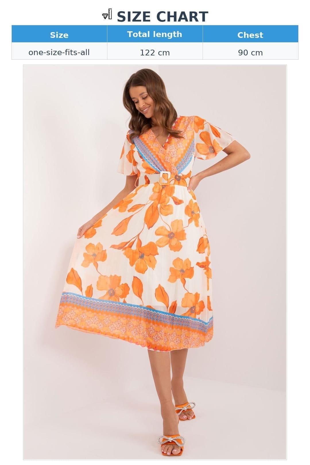 Love Lace Love Lace Women's Summer Frilled Sleeve Belted Lined Dress in Orange - 4