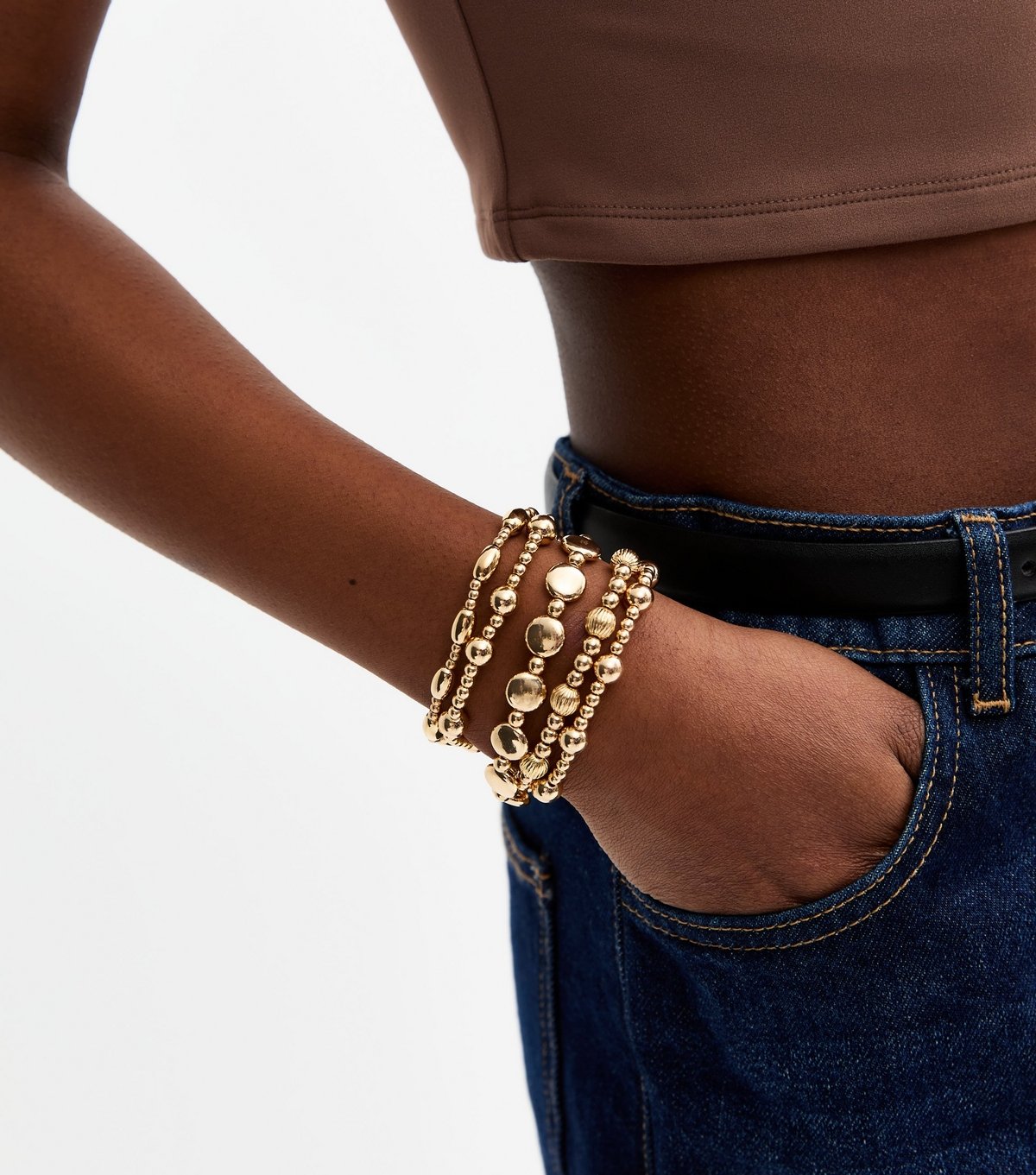 New Look Gold Tone Pack of 5 Beaded Bracelets New Look - 2