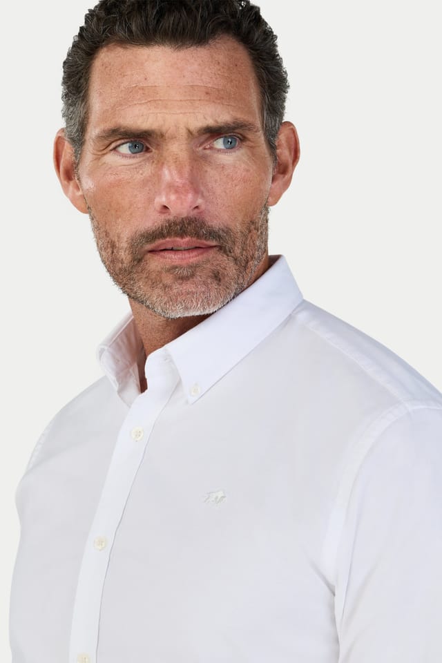 raging bull Raging Bull Men's Long Sleeve Classic Oxford Shirt in White - 3