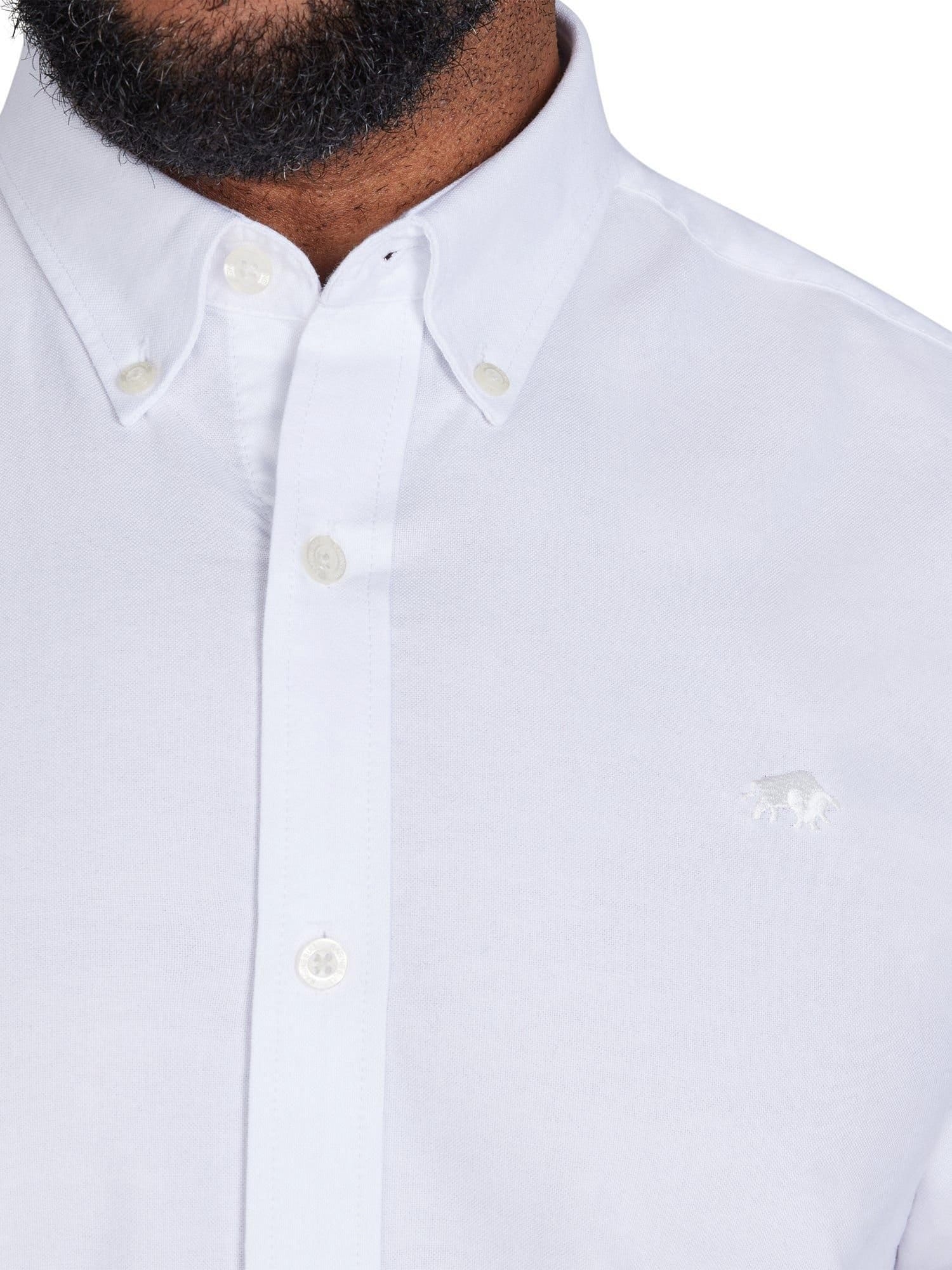 raging bull Raging Bull Men's Long Sleeve Classic Oxford Shirt in White - 4